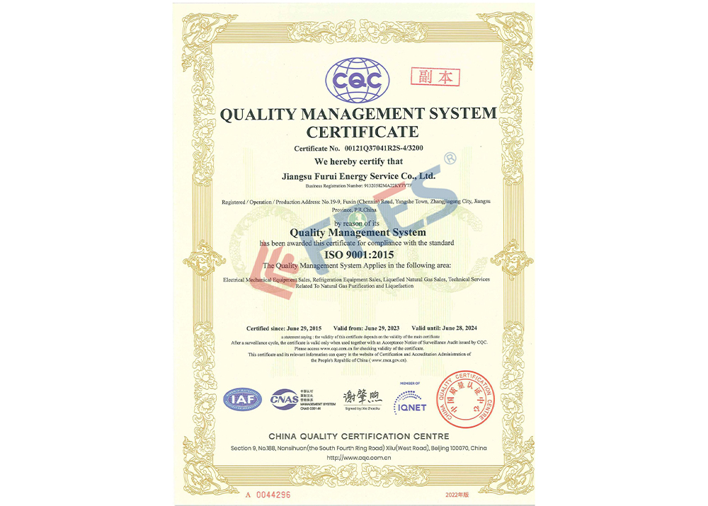 CQC Quality Management System Certificate